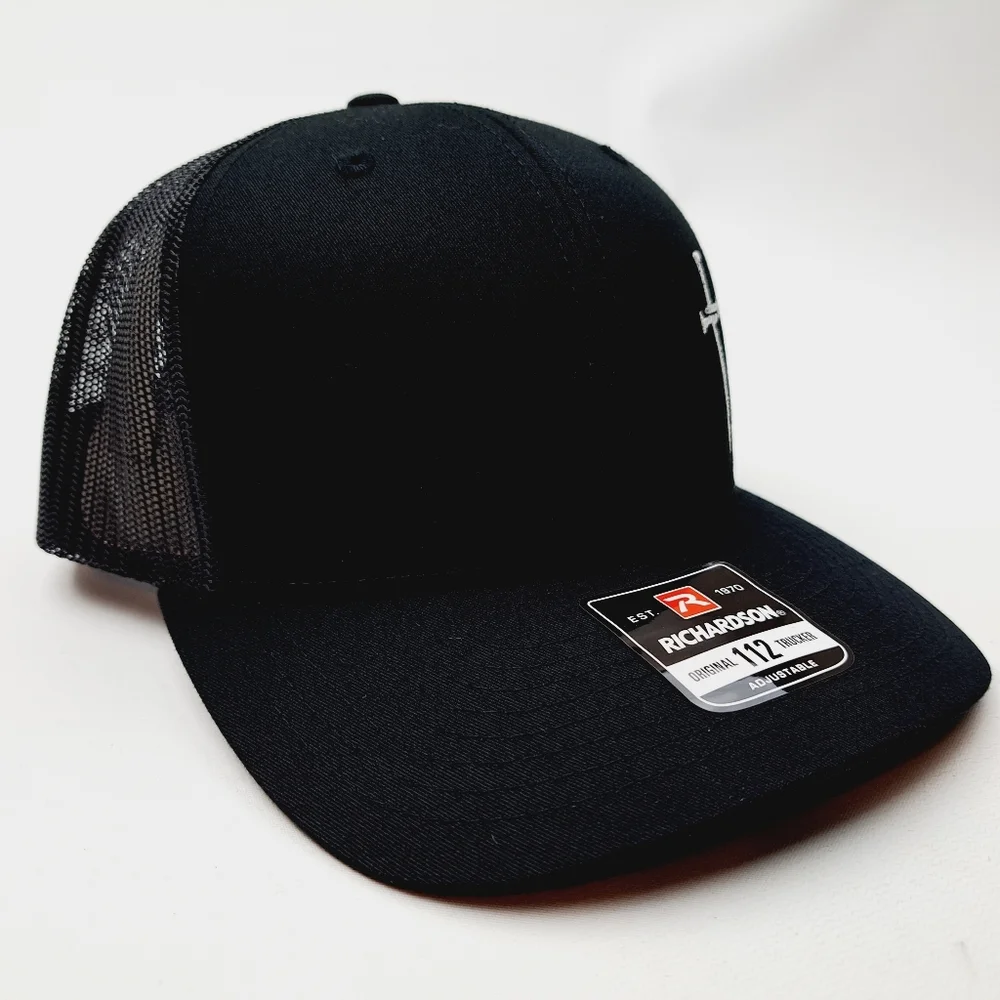Christian Cross Crucifix Jesus Richardson Trucker Mesh Snapback Cap Hat Black